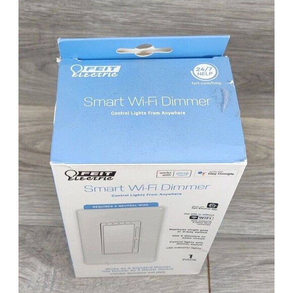 Feit Electric DIM/WIFI Smart Wi-Fi Dimmer - White-Google-Apple - Picture 6 of 11